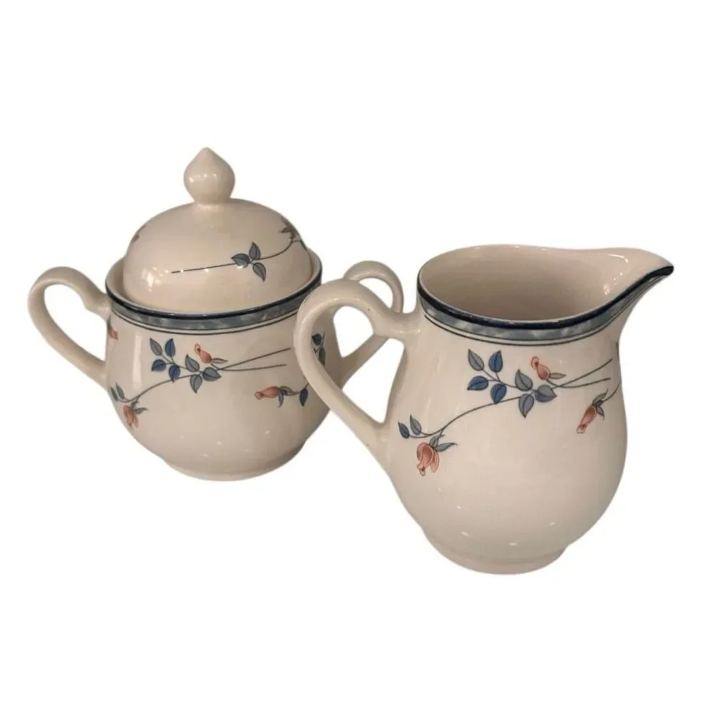 Vintage Noritake Keltcraft Eastfair Creamer and Sugar Bowl Set White Porcelain